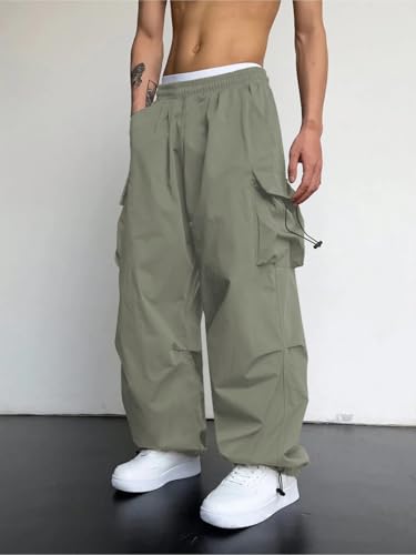 Image of GRECIILOOKS Men's Regular Fit Low Rise Cargos Trousers | Baggy Cargo Pants for Man | Loose Fit | Treck Pent with Multiple Pockets (Available in Plus Size)