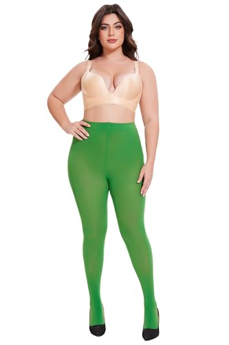 Image of CozyWow Plus Size Tights for Women 80D Soft Solid Color Semi Opaque Pantyhose High Waist 1X 2X 3X 4X