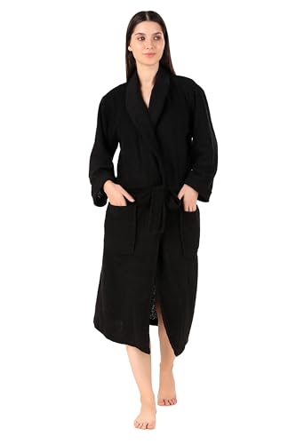 Image of Men's /Women Bath Robe Full Sleeve Cotton Bathrobe | Soft, Light, Compact & Highly Water Absorbent - Suitable for Birthday /Anniversary /Diwali /Couple /wedding Gift | 250 GSM |Black