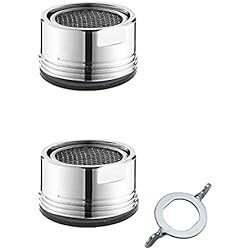 Filtro Grifo Fregadero JeoPoom 2 PCS Filtro Grifo, Filtro Grifo Cocina 24mm Lavabo Filtro Aireador Grifo Cocina Filtro para Grifo Cocina Baño, Adaptador de Ahorro de Agua(2 Pcs Junta de Goma + 1 Pcs llave)