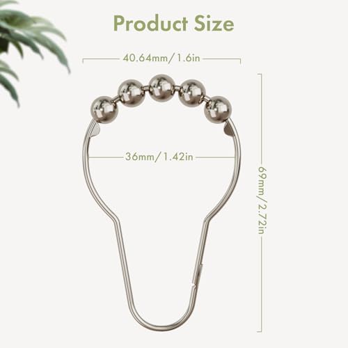 Amazer Shower Curtain Hooks, Decorative Rust Proof Stainless Steel Shower Curtain Hooks for Bathroom Shower Rods Set of 12, Polished Nickel - 2