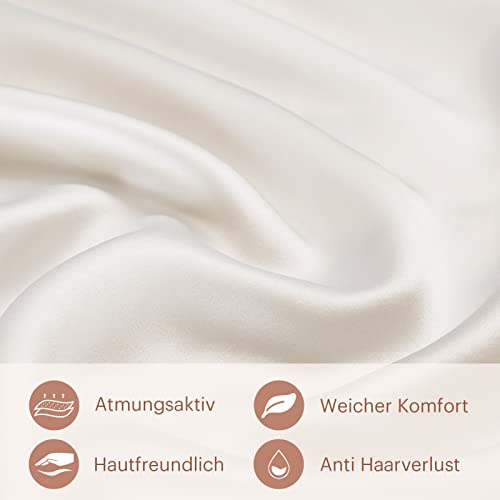 LILYSILK 19 Momme Seidenkissenbezug 40x60 Uniseite 100% Maulbeerseide Kissenbezug, Uniseite aus Baumwolle Kopfkissenbezug mit Reißverschluss Haar- und Hautpflege Seidenbezug 1 Stück—Elfenbein - Image 5
