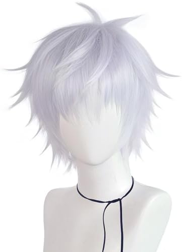 Peruca Gojo Satoru Curta Prata com Óculos e Touca para Cosplay - imagem 3