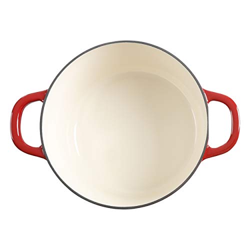 Image of Crock Pot Artisan 5-Quart Round Enameled Cast Iron Dutch Oven - Red, Durable Heavy-Duty Cookware for Slow Cooking, Roasting, Baking with Lid (Pack of 2)