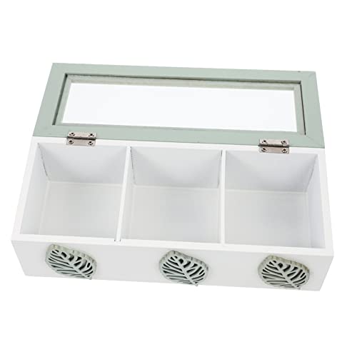 OUNONA Wooden Tea Bag Organizer Box with Compartments for Kitchen Cabinets Countertops and Offices Storage for Tea and Sugar Packets