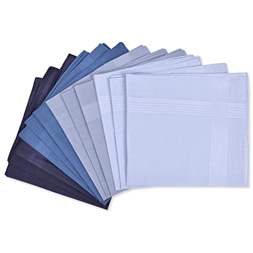 Aomig Stoff Taschentücher Herren, 12 Stück Baumwolle Herrentaschentücher Stofftaschentuch, Traditionelle Männertaschentücher Handkerchief, 40cm x 40cm