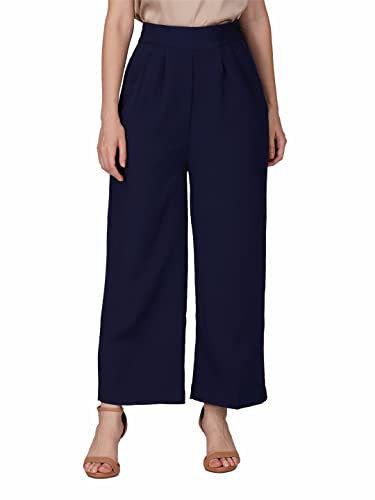 Image of fabcoast High Waist Wide Leg Loose Relaxed fit Women Pants - Flare Style, Half Waistband, Soft and Breathable Fabric - Ideal for Casual and Formal Wear.