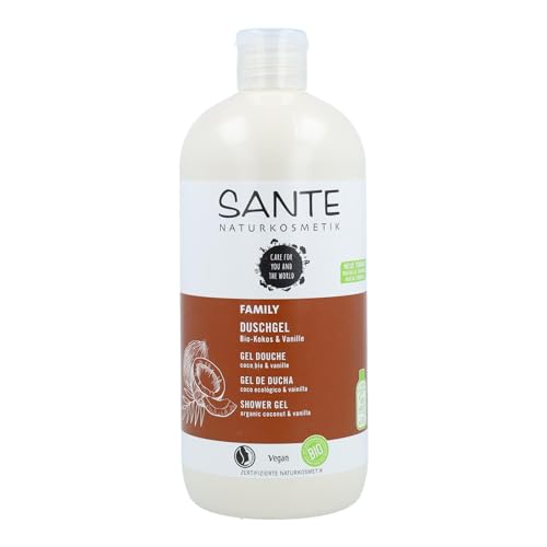 Sante Naturkosmetik - Gel de ducha orgánico de coco y vainilla, aroma tropical, limpia suavemente y a fondo, vegano, extractos orgánicos, 500 ml