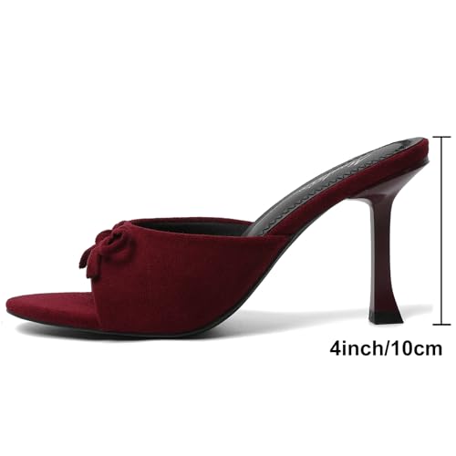 Image of Mostrin Kitten Heels for Women Round Toe Heels With Bow Vintage Mules Sexy Slip on Stiletto Backless Sandals for Party Daily