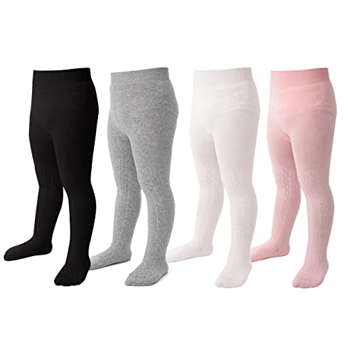 Image of Marchare Baby Girls Tights Thick Solid Cable Knit Leggings Winter Warm Stockings For Toddler Girls 1 /2 /3 /4 /5 Pack