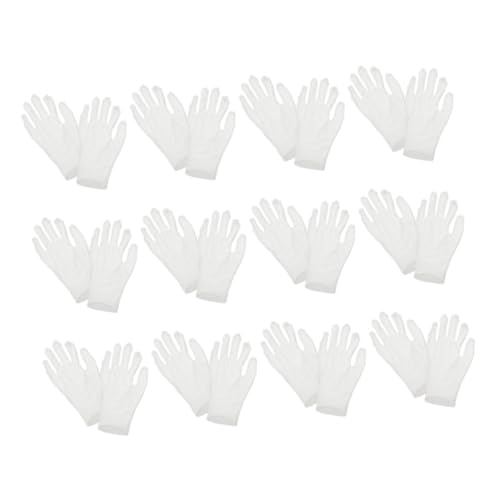 CIYODO 12 pares Guantes de Algodón Blanco para Trabajo y Cuidado de Manos Secas de Talla Mediana Flexibles y Cálidos para Hombres y Mujeres
