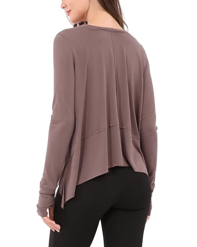 Image of ODODOS Soft Modal Long Sleeve Crop Top for Women with Thumb Hole Athletic Gym Workout Cropped Yoga Shirts