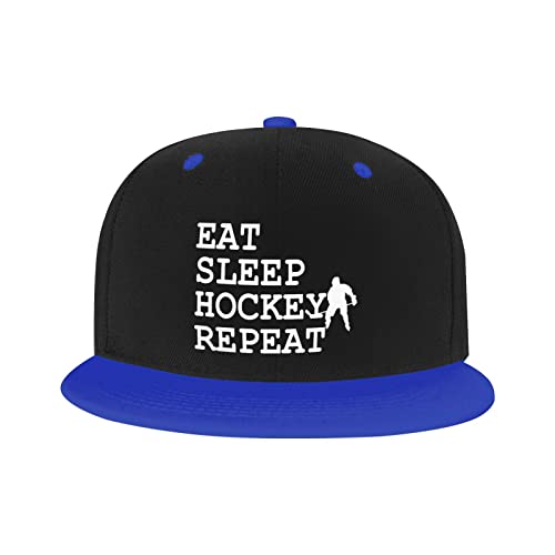 Eat Sleep Hockey Repeat Baseball Hat Unisex Adjustable Children Flat Brim Snapback Cap Red2