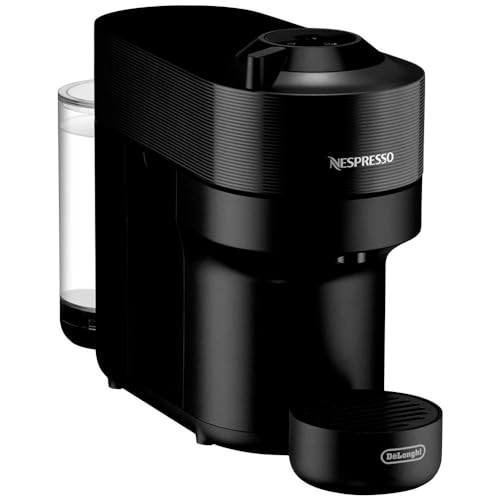 Nespresso De'Longhi Machine à Café Vertuo POP Noir, Capsules café Vertuo seulement, Technologie Centrifusion, 5 Tailles de Tasses + Kit de Bienvenue, Design Compact, Arrêt Automatique, ENV90.B