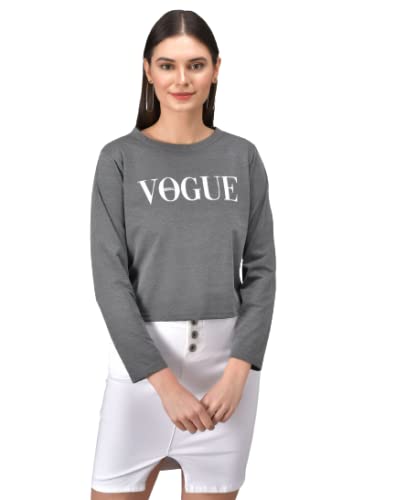 Dark Grey Vogue Printed Full Sleeve T-Shirt