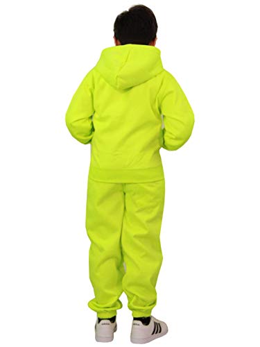 Plain Tracksuit Contrast Neon Green and Black Hoodie with Joggers Jogging Pants Sports Activewear Set for Unisex4