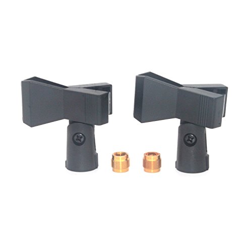 Zramo Pack Of 2 Universal Adjustable Microphone Butterfly Clip With Gold Brass And Adapter Fix On Mic Stand With 5/8 Inch Thread #TOP3