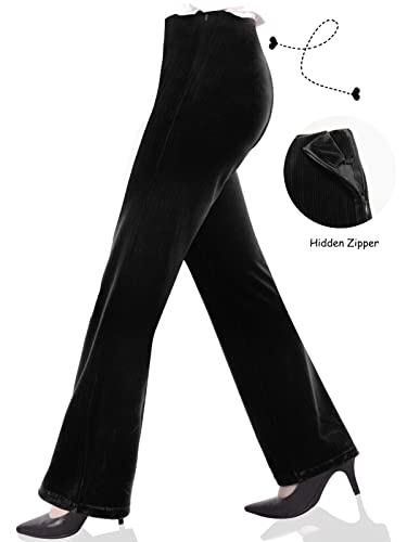 Yumiday Velour Pants For Women Straight Leg(Black,M) #TOP1