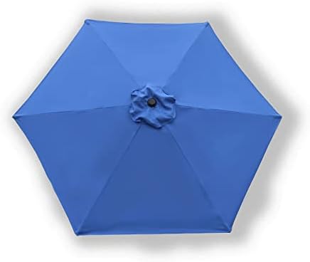 Garden lucky 9ft Patio Umbrella Replacement Canopy Market Umbrella Top Outdoor Umbrella Canopy for 6 Ribs Umbrella Blue