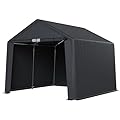 Outdoor Carport Canopy,7x12 ft Heavy Duty Canopy Shed,Metal Frame Storage She with Waterproof, UV Resistant Cover, 2 Rollup Zipper Doors for Backyard, Garden can Store Motorcycle, Garden Tools…