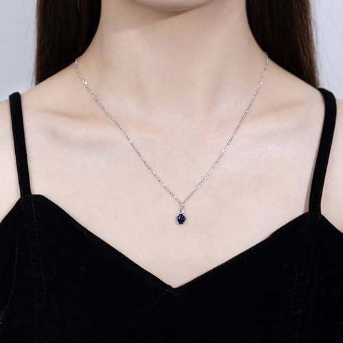 FANCIME 14K Solid White Gold Oval Gemstone Necklace with Diamond Pendant Gifts for Mom Women,16"+2" Inches2