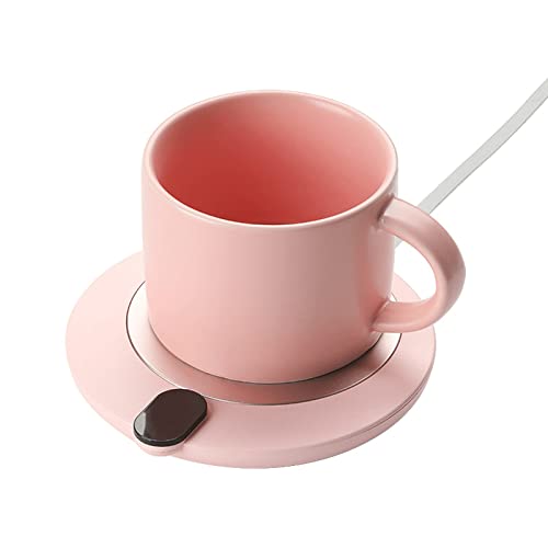 Cup Warmer Heating Plate automatic constant temperature 55 degree warm cup mat for Coffee Milk Tea (Color : Blue) (Pink)