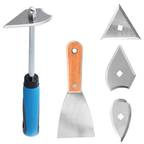 Samlonge grattoir peinture triangle en acier inoxydable, grattoir peinture bois avec lames de rechange (triangle + combinaison + cœur), triangulaire Crochet de rasage pour Nettoyage Cuisine Maison