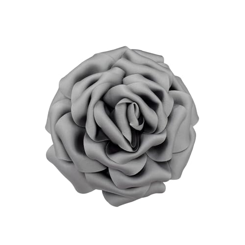 160mm Rosa Flor De Satén De Seda Delicada Grandes Pines Extra Anchas Solapa De Tela Broche Para Mujer Fiesta De Boda Banquete Vestido Traje Ropa Accesorios, grand, Metal