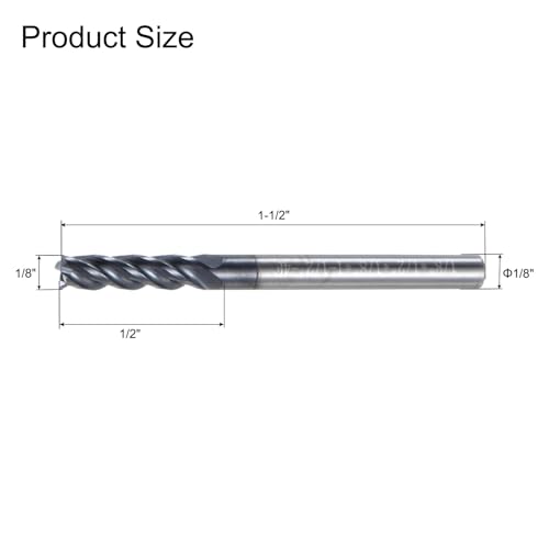 Image of uxcell 5pcs End Mill 1 /8 inch x 1 /2 inch 4 Flutes Spiral Helical Groove Tungsten Steel Straight Shank CNC Milling Bits for Aluminum Steel Cutting Metalworking