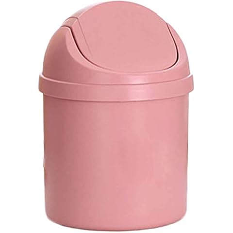 Creative Desktop Trash Can Small Trash Can Shake Lid Household Mini Home Use Shake Lid Storage Bin-pink Cover