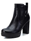 Botín Tacón REFRESH - Botín Casual con Tacón para Mujer - Color Negro