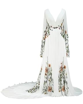 wedding dress floral embroidery
