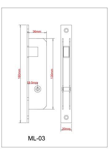 Image of IPSA ML03 Cross Key Sliding Mortise Lock Made by Steel, Finishes by ATQ
