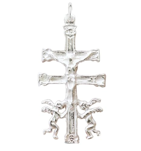 Only faith Colgante Cruz de Caravaca en Plata de Ley 925, 3-4 cm, Hecho en España Colgante Religioso (Cruz Caravaca 4 cm)