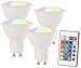 Produktbild Luminea LED Spot Farbwechsel: LED-Spot GU10, 4 Watt, 300 lm, A+, RGB & WW 3000 K, Fernbed, 4er-Set (LED Spot farbig)