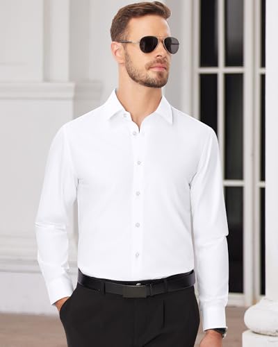 Image of Alimens & Gentle Men's Dress Shirts Long Sleeve Wrinkle Free Stretch Business Casual Wedding Button Down Shirt