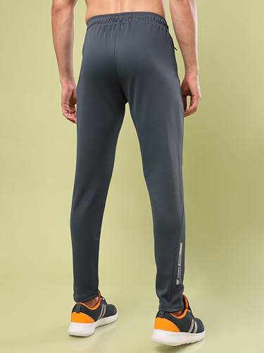 Image of TECHNOSPORT Men's Slim Fit Track Pants with Zip Pockets, ELASTO Plus Quick Dry Stretchable Lightweight Lower for Gym Running Yoga and Sports