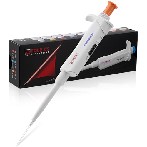 Image of 4E's USA Lab 0.1-2.0μL Pipette: Single-Channel Adjustable Micropipette with Color-Coded Top (Brown), 4 Digit Display, Universal Tip Cone, High Accuracy, ISO 8655 Calibrated & Lower Part Autoclavable