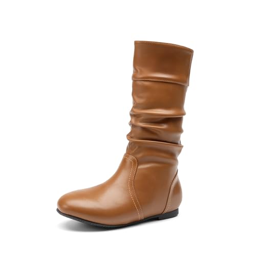 DREAM PAIRS Girl's Faux Fur Lined Knee High Winter Riding Boots(Toddler/Little Kid/Big Kid) 12 Little Kid Tan-pu