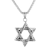 Accesorios niñas y 925 Cadena Doble Capa hexagrama Colgante Plata esterlina, Mujeres judías, Collar Estrella de David para Hombres cumpleaños