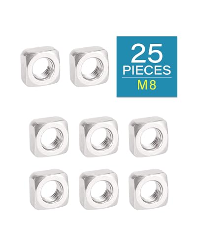 Image of M8-1.25 Square Nuts - IMScrews 304 Stainless Steel Square Nuts - Durable Fasteners for Home Repairs and Professional Engineering Pack of 25