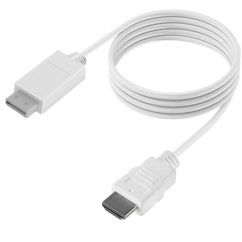 HOXIBSL 5ft WII to HDMI Converter Cable Adapter,for use with Full HD 1080P Devices with an HDMI Port,Compatible with WII,U,HDTV, Monitor (White)