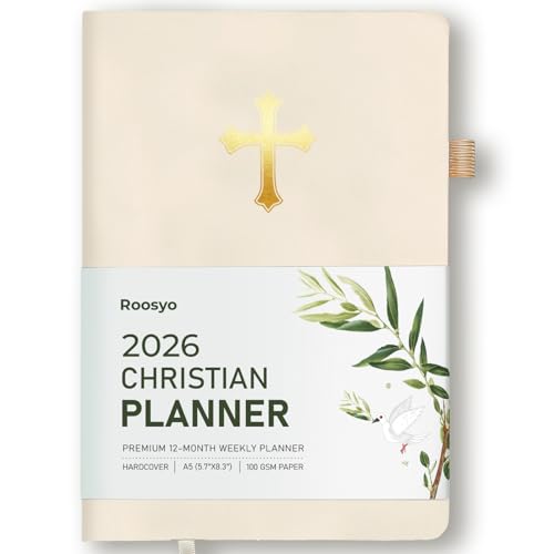 2026 Christian Planner in Beige – Elegant 12-Month Bible Journal