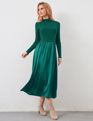 Image of Lauweion Womens Turtleneck Maxi Sweater Dresses Long Sleeve Knit Pullover Jumper Fall Winter Flowy Modest Long Dress