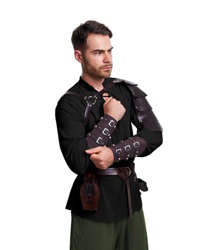 Image of 8 Pcs Men's Renaissance Costume Halloween Medieval Pirate Shirt Pant Viking Costume Accessories Set