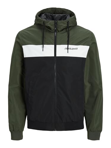 JACK & JONES Herren Jjerush Blocking Hood Bomber, Forest Night, L EU