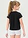Haloumoning Girls Loose Athletic Shirts Short Sleeve Crop Tops Kids Quick Dry Gym Yoga Tees 5-14 Years Black