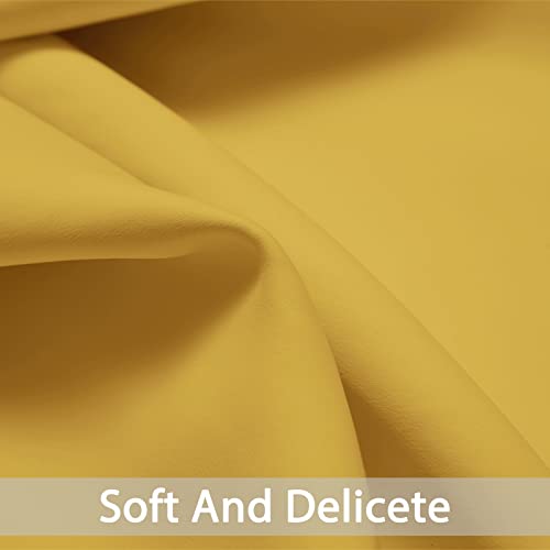 Bedroom Half Window Curtains - Home Decoration Short Drapes Eyelet Top Draperies(Mustard Yellow, 52Wx36L, 2 Panels)