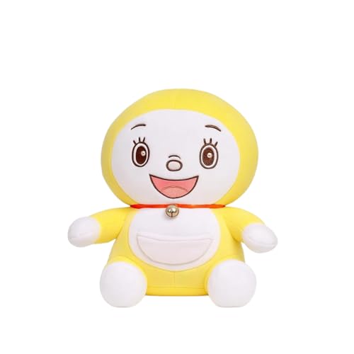 Image of Doreme Premium Yellow Plush Doll with Adorable Face Bell Collar Ultra Soft Stuffed Cartoon Toy with White Belly Front Pocket Perfect for Kids Plush Gifts Comfort Everyday Snuggles (20cm)