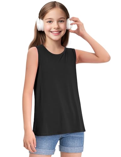 Image of KEREDA Girls Tank Tops Flowy Loose Fit Sleeveless Shirts Summer Tunic Tops